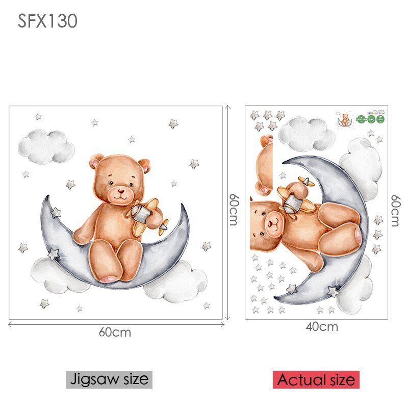 Elephant Giraffe Wall Stickers For Kids Rooms Wall Decorative Vinyl Animal Pattern Moon Child Wall Stickers For Children's Room