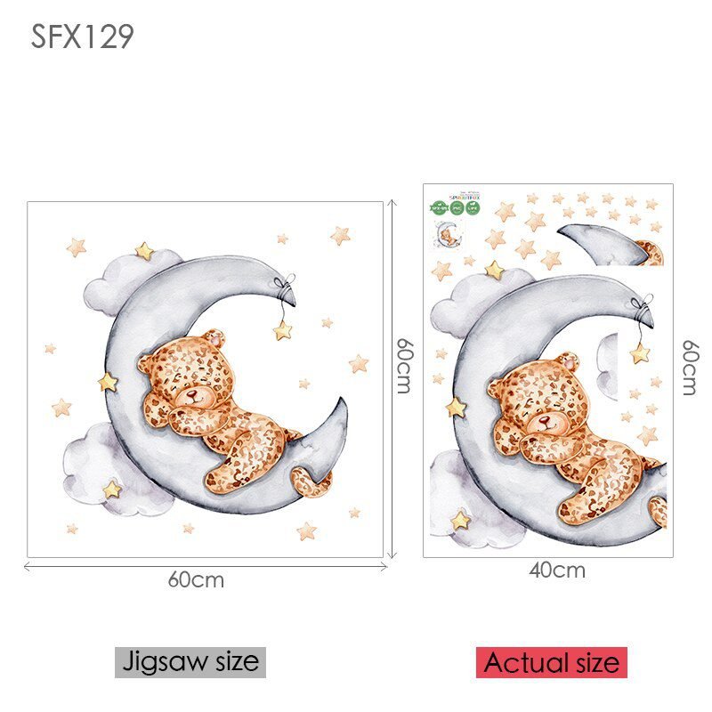 Elephant Giraffe Wall Stickers For Kids Rooms Wall Decorative Vinyl Animal Pattern Moon Child Wall Stickers For Children's Room