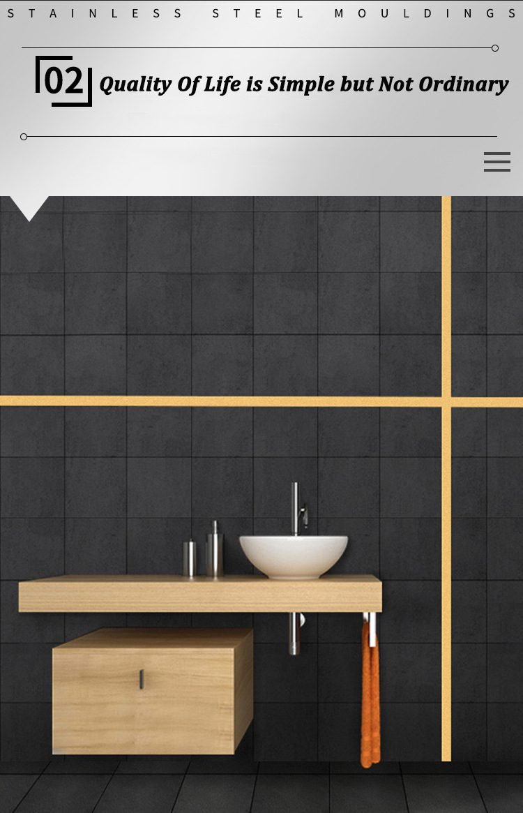 1 Roll Mirror Wall Sticker Stainless Steel Decorative Line Gold TV Background Ceiling Edging Strip Wall Decorations Living Room