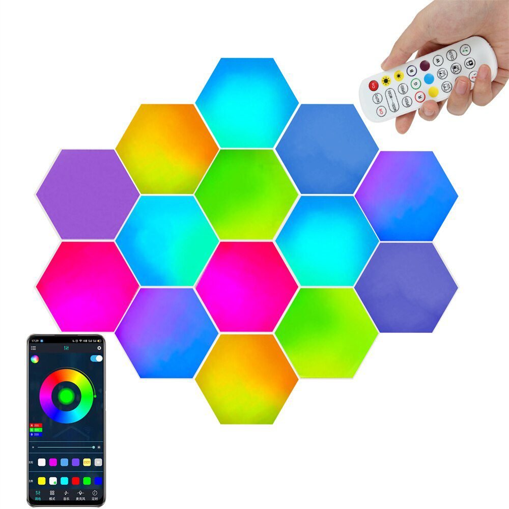 1-24 PCS Touch Sensor LED Night Light Sensitive Hexagonal LED Quantum Lamp Modular Hexagons Creative Decoration Wall Lamp