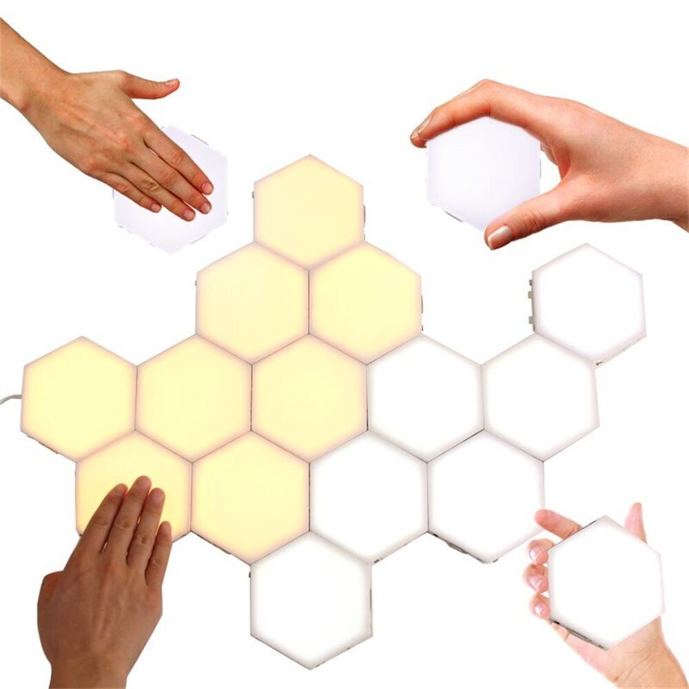 1-24 PCS Touch Sensor LED Night Light Sensitive Hexagonal LED Quantum Lamp Modular Hexagons Creative Decoration Wall Lamp