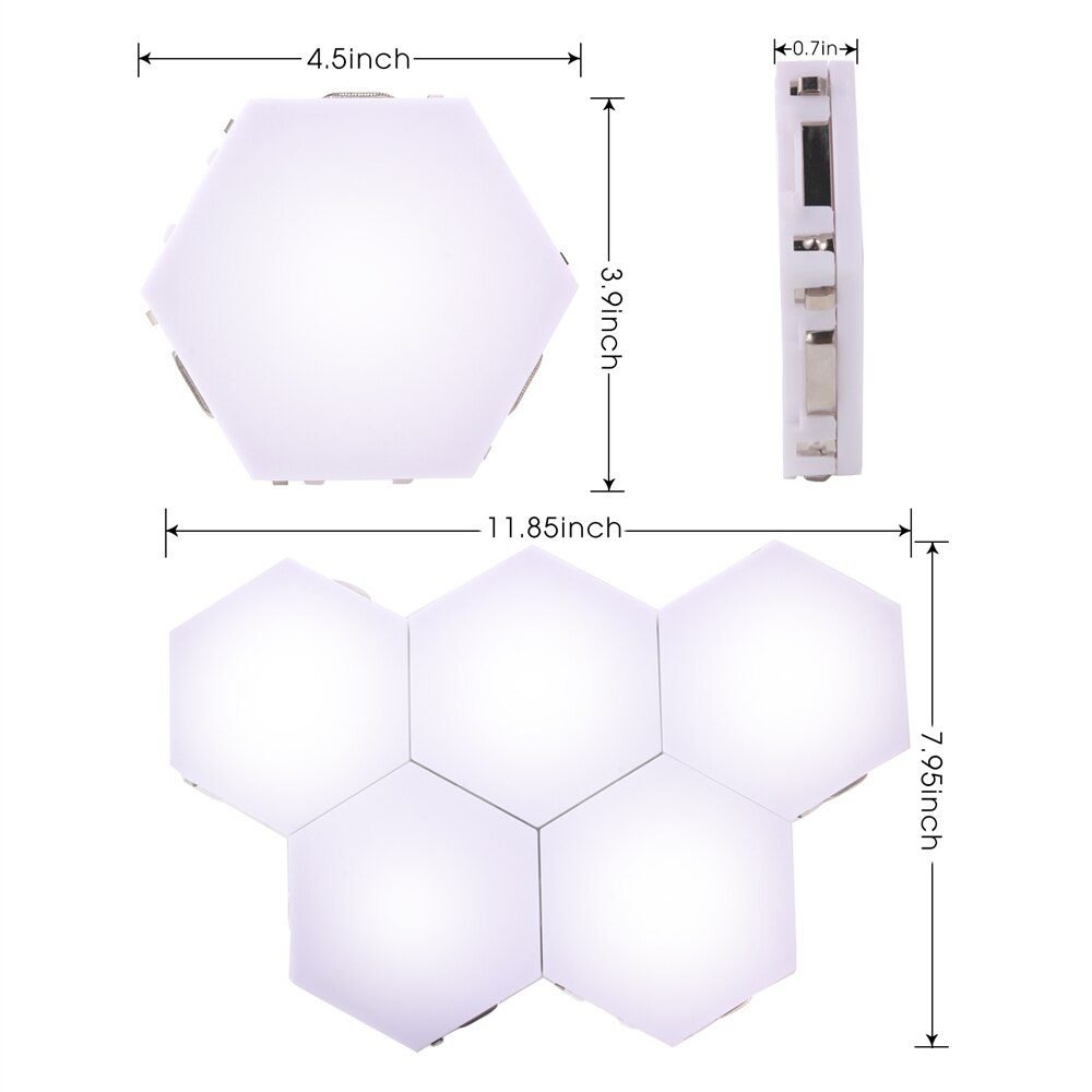 1-24 PCS Touch Sensor LED Night Light Sensitive Hexagonal LED Quantum Lamp Modular Hexagons Creative Decoration Wall Lamp