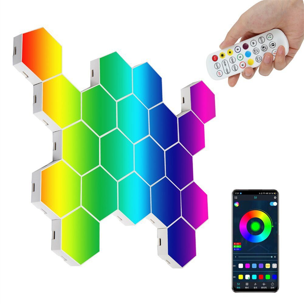 1-24 PCS Touch Sensor LED Night Light Sensitive Hexagonal LED Quantum Lamp Modular Hexagons Creative Decoration Wall Lamp