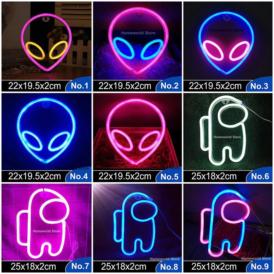 LED Neon Light Sign Strip New 189 Styles Wall Art Lamp Nightlight LOVE Heart Animal Cat Figure Model Decor Room Shop Xmas Gift