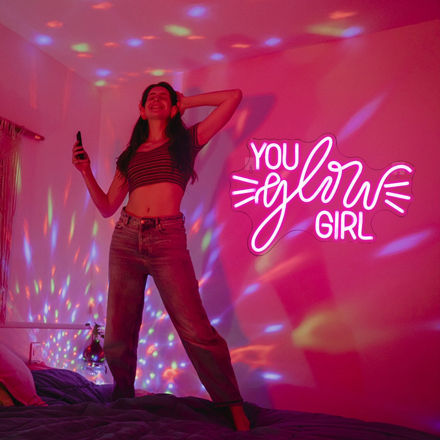 Ineonlife You Glow Girl Neon Sign Custom Led Light Wedding Engagement Ornament Birthday Party Bar Acrylic Art Wall Decorate Gift