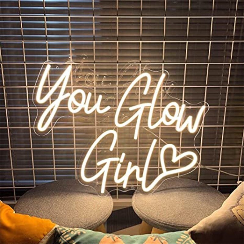 Ineonlife You Glow Girl Neon Sign Custom Led Light Wedding Engagement Ornament Birthday Party Bar Acrylic Art Wall Decorate Gift