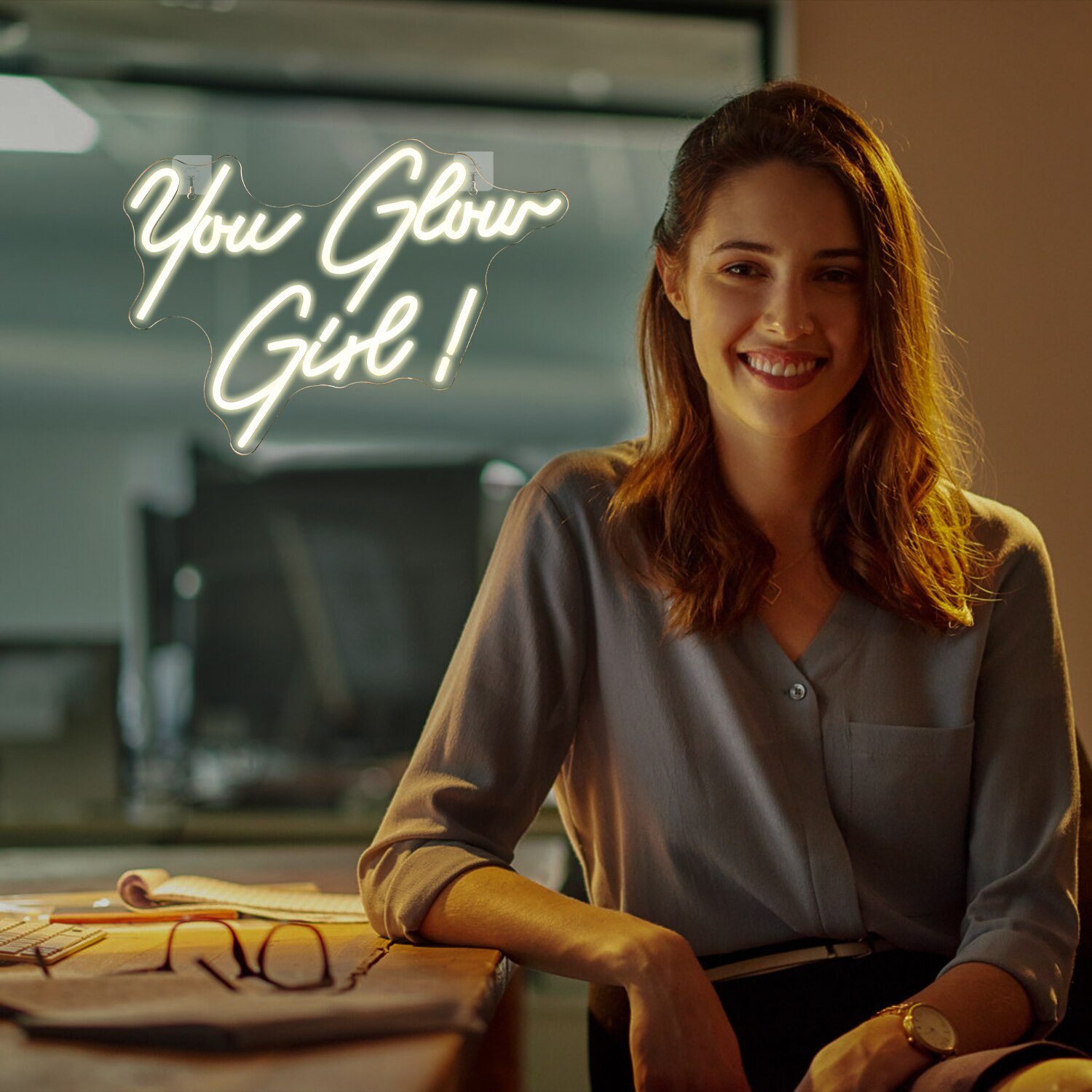 Ineonlife You Glow Girl Neon Sign Custom Led Light Wedding Engagement Ornament Birthday Party Bar Acrylic Art Wall Decorate Gift