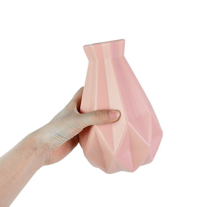 Modern Flower Vase White Pink Plastic Vase Flower Pot Basket Nordic Home Living Room Decoration Ornament Flower Arrangement