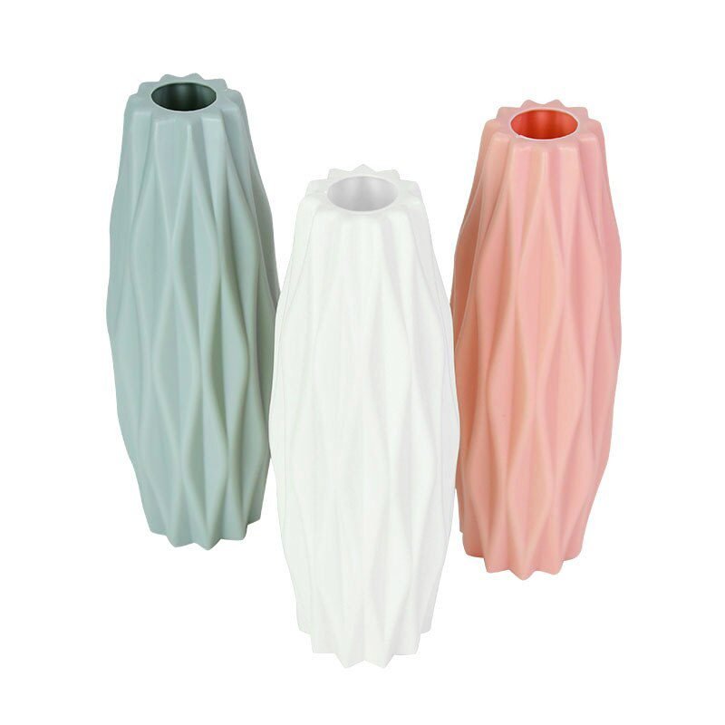 Modern Flower Vase White Pink Plastic Vase Flower Pot Basket Nordic Home Living Room Decoration Ornament Flower Arrangement