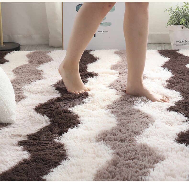 Plush Carpet Suitable For Living Room White Soft Fluffy Carpets Bedroom Bathroom Non-slip Thicken Floor Mat Teen Room Decoration