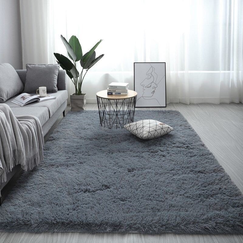 Plush Carpet Suitable For Living Room White Soft Fluffy Carpets Bedroom Bathroom Non-slip Thicken Floor Mat Teen Room Decoration