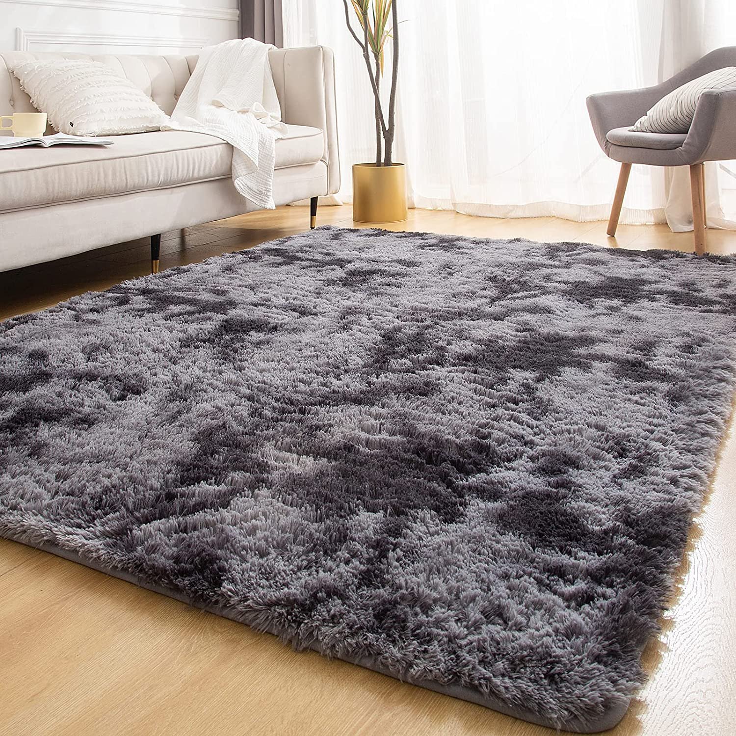 Furry Carpet Living Room Mat Modern Bedroom Nordic Style Decoration Carpet Large Size Black Gray White Non Slip Children's Rugs