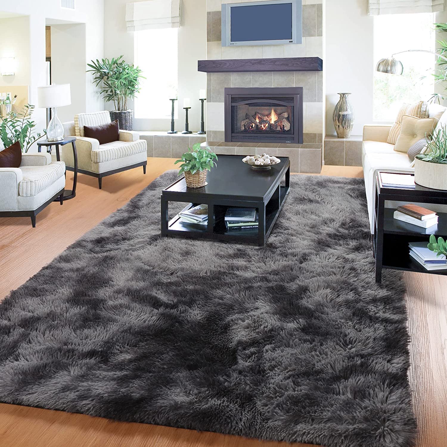 Soft Shaggy Carpet Living Room Fluffy Children Rugs Large Beige Plush Area Rug for Bedroom Kids Room Nursery Modern Home Decor