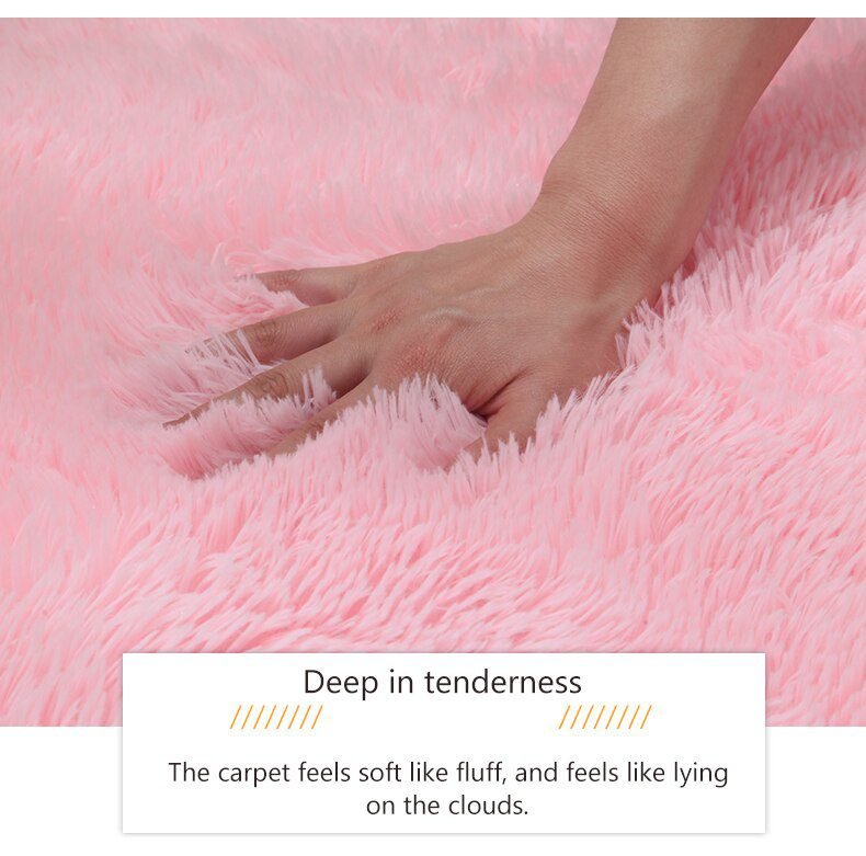 Pink Carpet For Girls Shaggy Children's Floor Soft Mat Living Room Decoration Teen Doormat Nordic Red Fluffy Large Size Rugs