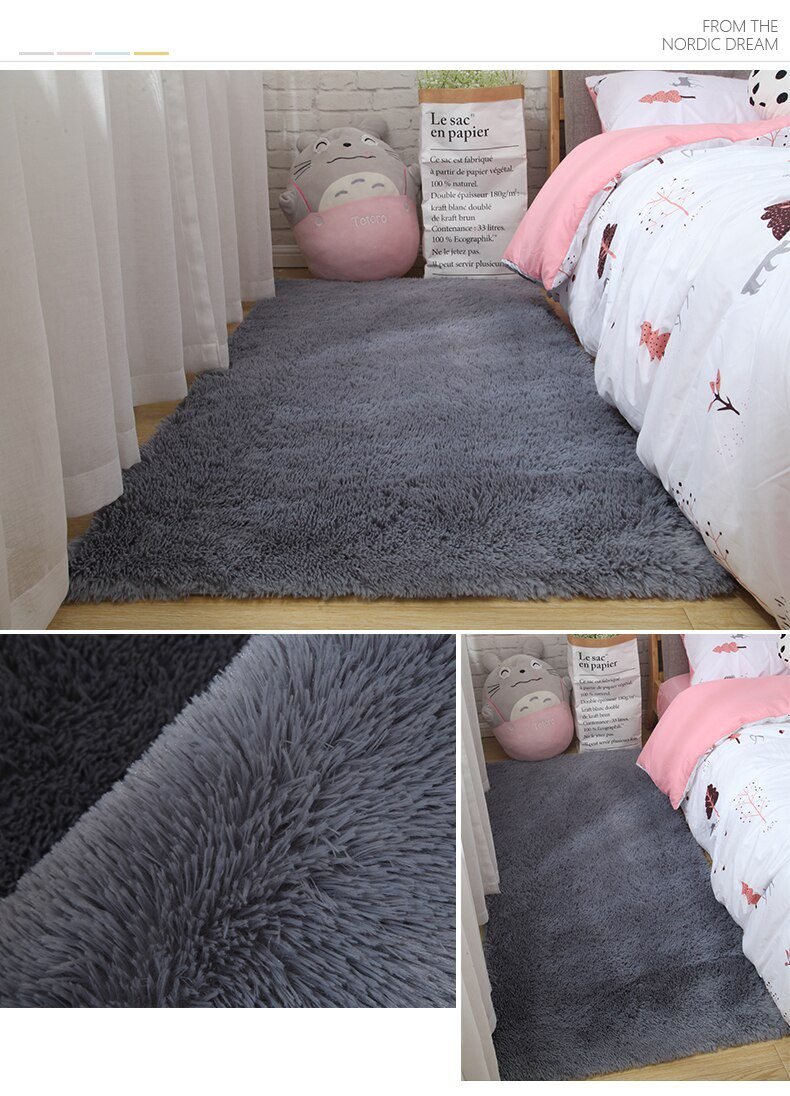 Pink Carpet For Girls Shaggy Children's Floor Soft Mat Living Room Decoration Teen Doormat Nordic Red Fluffy Large Size Rugs
