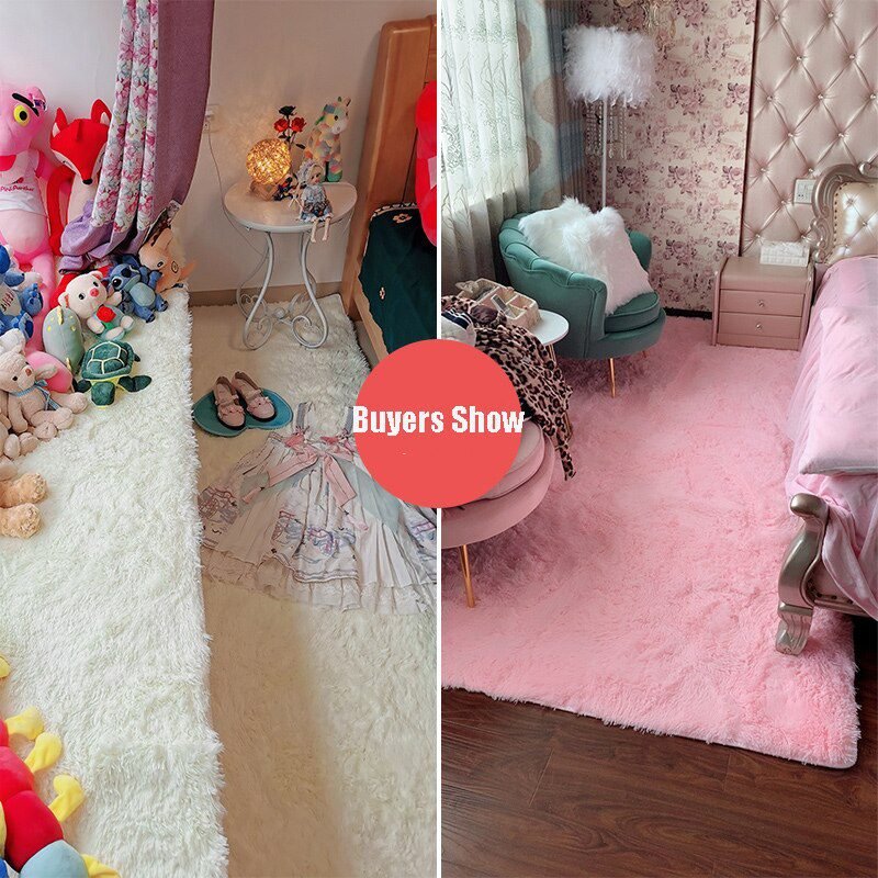 Pink Carpet For Girls Shaggy Children's Floor Soft Mat Living Room Decoration Teen Doormat Nordic Red Fluffy Large Size Rugs
