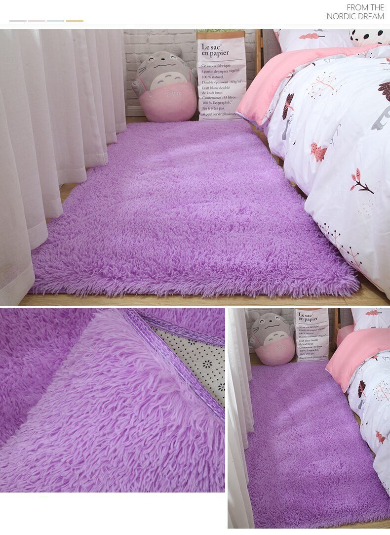 Pink Carpet For Girls Shaggy Children's Floor Soft Mat Living Room Decoration Teen Doormat Nordic Red Fluffy Large Size Rugs