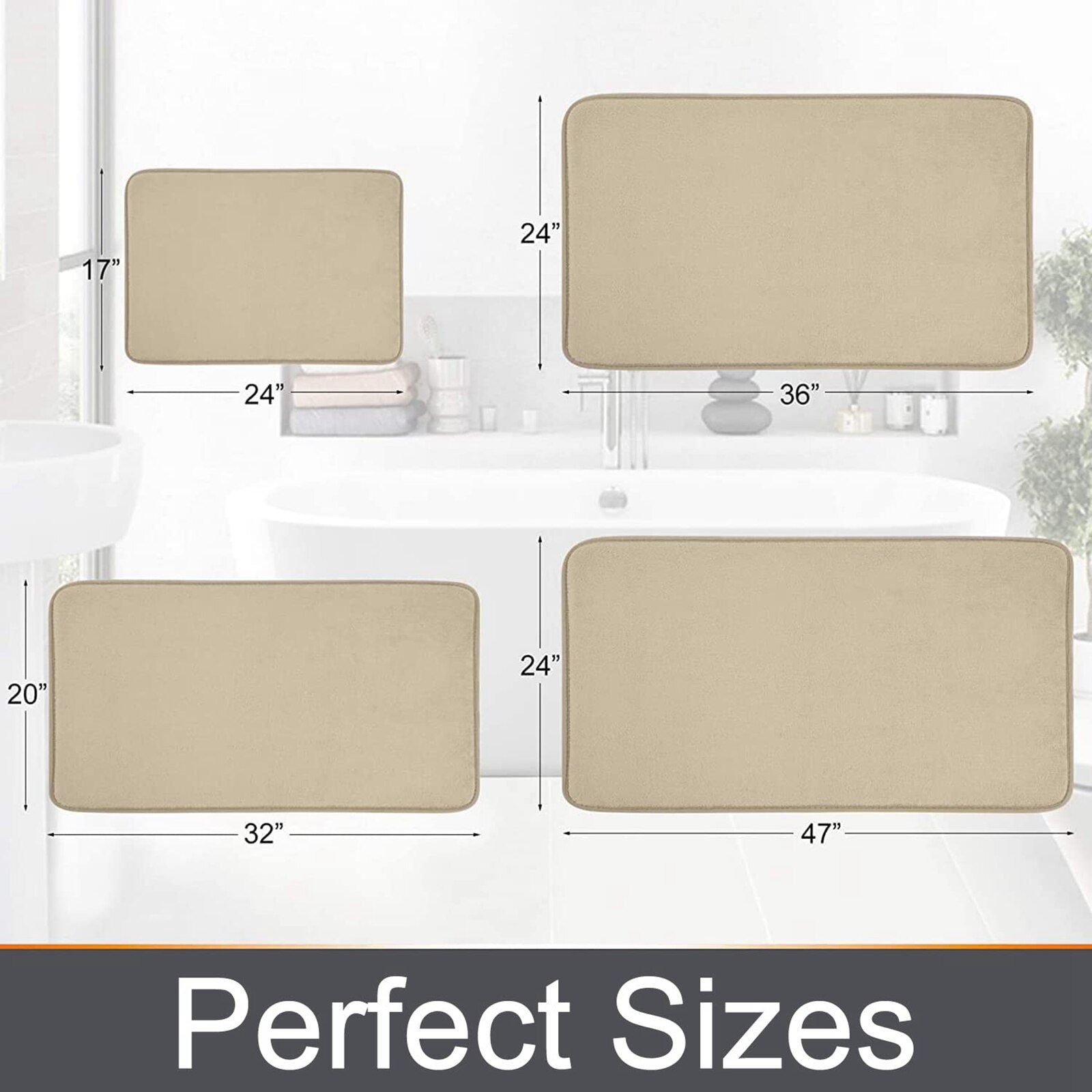 Olanly Memory Foam Bath Mat Anti-Slip Shower Carpet  Soft Foot Pad Decoration Floor Protector Absorbent Quick Dry Bathroom Rug