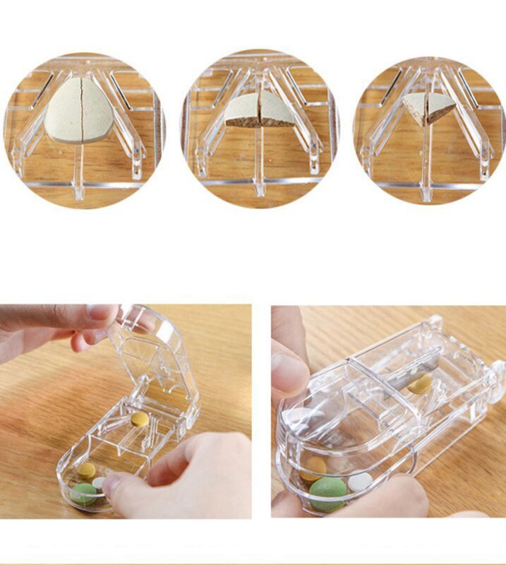 Medicine Pill Cutter Box Portable Drug Box Useful Grinder Splitter Medicine Pill Holder Tablet Cutter Splitter Divider Pill Case