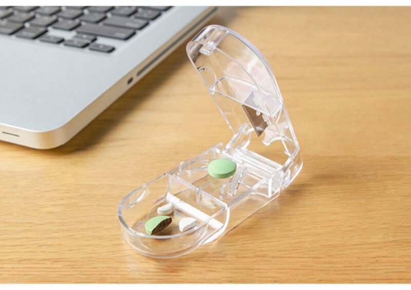 Medicine Pill Cutter Box Portable Drug Box Useful Grinder Splitter Medicine Pill Holder Tablet Cutter Splitter Divider Pill Case