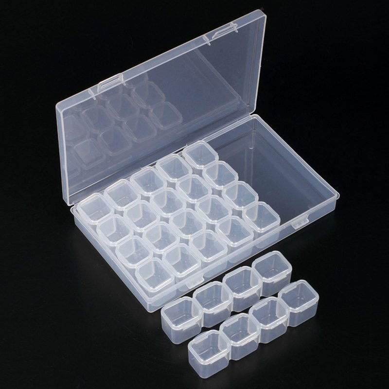 28 Grids Diamond Embroidery Storage Box Bins Medicine Diamond Painting Accessory Boxes Case Cross Stitch Tools Organizer