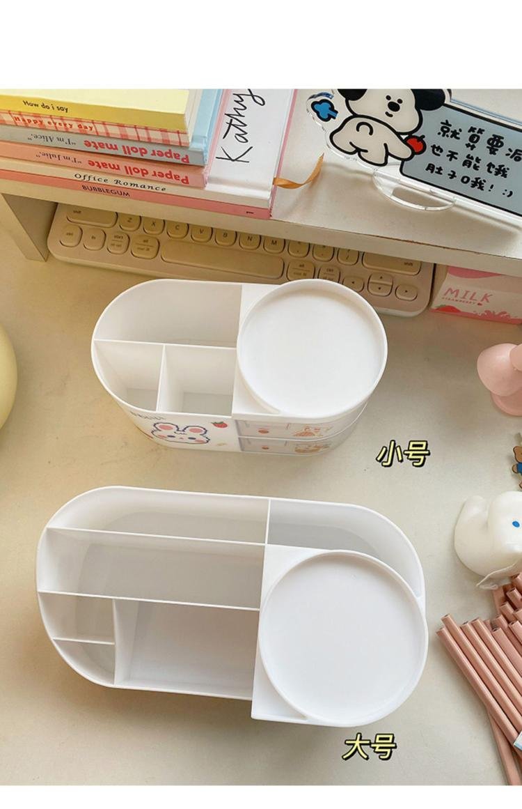 Creative Desktop Storage Box Organizer Plastic Drawer Transparent Kawaii Ins Multifunction Student Pen Holder Organizer Box Cute