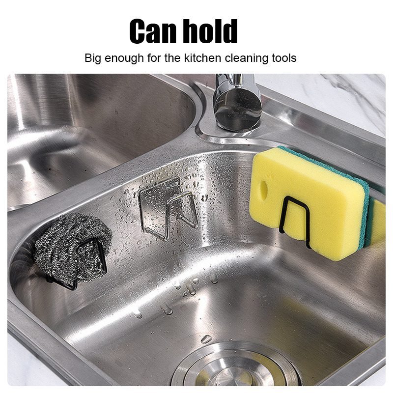 Kitchen Sponges Holder Self Adhesive Sink Sponges Drain Drying Rack Stainless Steel Storage Holder Kitchen Sink Accessories#