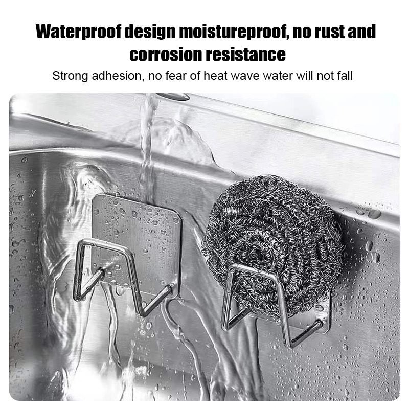 Kitchen Sponges Holder Self Adhesive Sink Sponges Drain Drying Rack Stainless Steel Storage Holder Kitchen Sink Accessories#