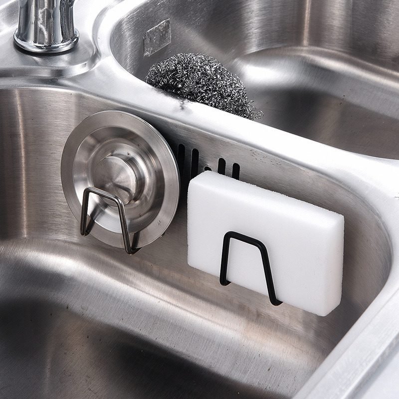 Kitchen Sponges Holder Self Adhesive Sink Sponges Drain Drying Rack Stainless Steel Storage Holder Kitchen Sink Accessories#