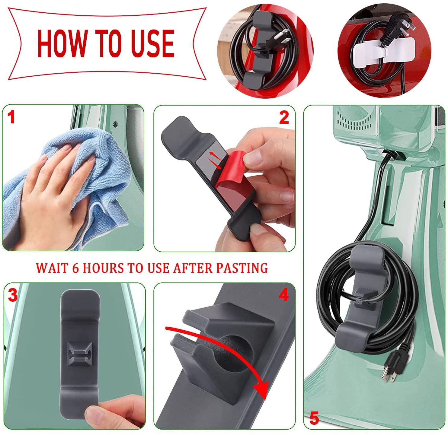 3/6pcs Cord Wrapper Organizer Clips Holder Wire Hider Cable Winder Management Wrap For Kitchen Appliance Stand Blender Mixers