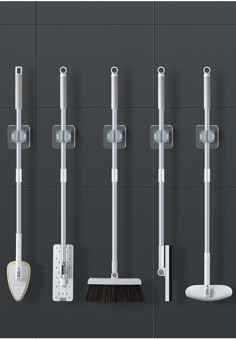 2/4PCS Home Storage Rack Bathroom Suction Hanging Pipe Traceless Hooks Wall Mounted Mop Organizer Holder Waterproof Broom Hanger