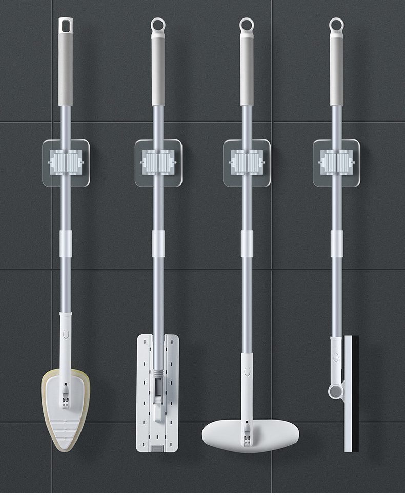 2/4PCS Home Storage Rack Bathroom Suction Hanging Pipe Traceless Hooks Wall Mounted Mop Organizer Holder Waterproof Broom Hanger