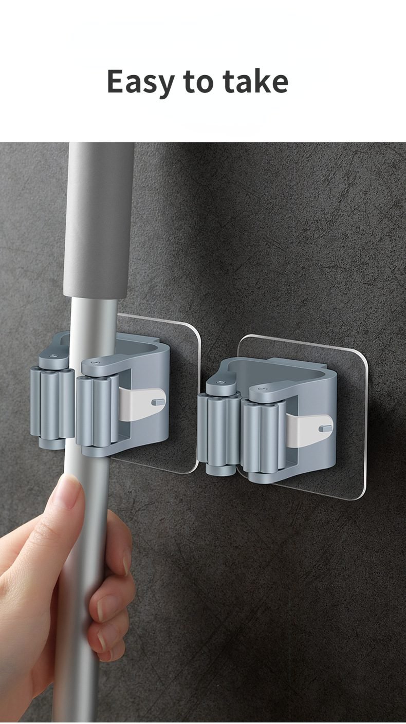 2/4PCS Home Storage Rack Bathroom Suction Hanging Pipe Traceless Hooks Wall Mounted Mop Organizer Holder Waterproof Broom Hanger