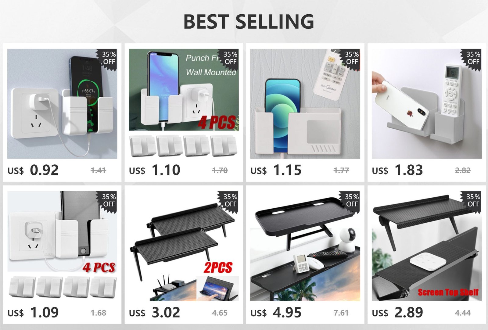 4/2/1Pcs Multifunction Punch Free Wall Mounted Storage Box Organizer TV Remote Control Mounted Mobile Phone Plug Charging Holder