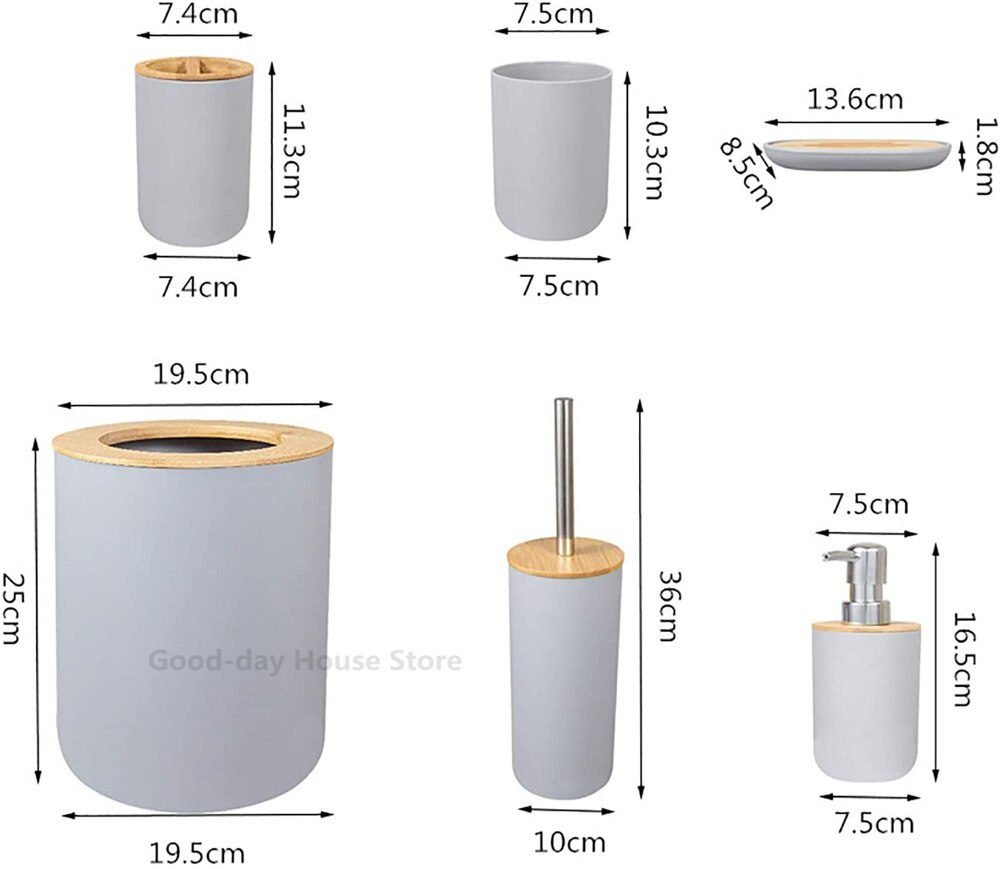 Soap Lotion Dispenser Bathroom Accessories Set Resin and Wood Soap Dish Toothbrush Holder Tumbler Pump Bottle Cup Black or White