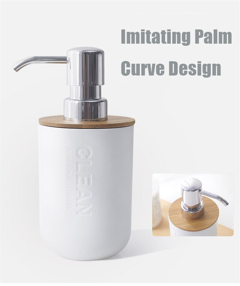 Soap Lotion Dispenser Bathroom Accessories Set Resin and Wood Soap Dish Toothbrush Holder Tumbler Pump Bottle Cup Black or White