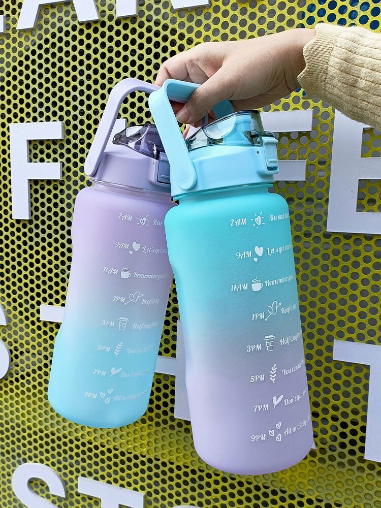 2 Liters Water Bottle Motivational Drinking Bottle Sports Water Bottle With Time Marker Stickers Portable Reusable Plastic Cups