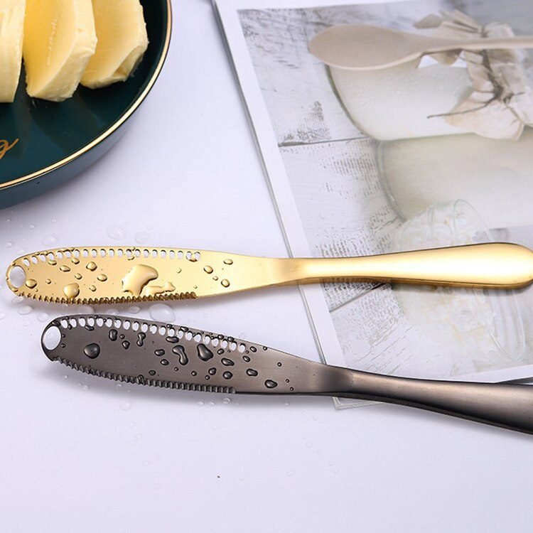 Butter Knife Holes Cheese Dessert Knife Stainless Steel Jam Knife Cutlery Toast Wipe Cream Bread Cheese Cutter Kitchen Tools