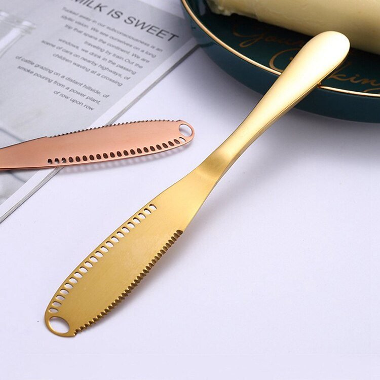Butter Knife Holes Cheese Dessert Knife Stainless Steel Jam Knife Cutlery Toast Wipe Cream Bread Cheese Cutter Kitchen Tools