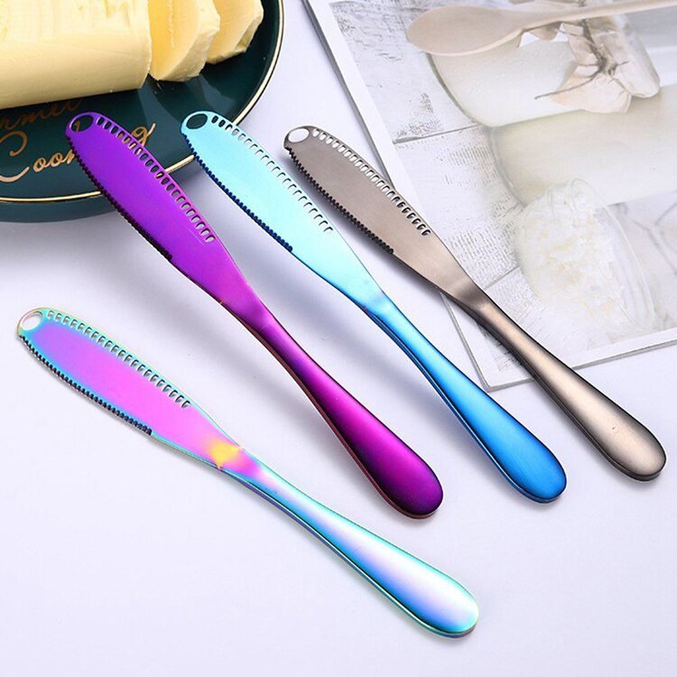 Butter Knife Holes Cheese Dessert Knife Stainless Steel Jam Knife Cutlery Toast Wipe Cream Bread Cheese Cutter Kitchen Tools