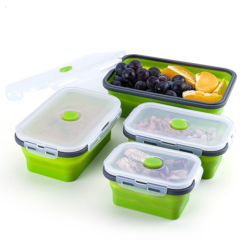 4Sizes Silicone Collapsible Lunch Box Food Storage Container Colorful Microwavable Portable Picnic Camping Rectangle Outdoor Box 4Sizes Silicone Collapsible Lunch Box Food Storage Container Colorful Microwavable Portable Picnic Camping Rectangle Outdoor Box