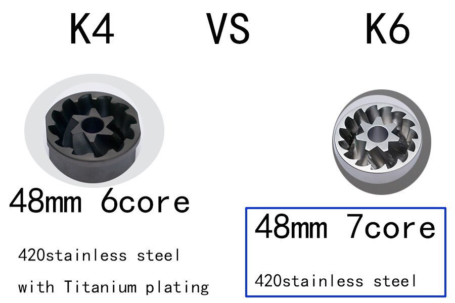 Kingrinder K4 /K6 manual coffee grinder portable mill 420stainless steel 48mm stainless steel Titanium plating burr