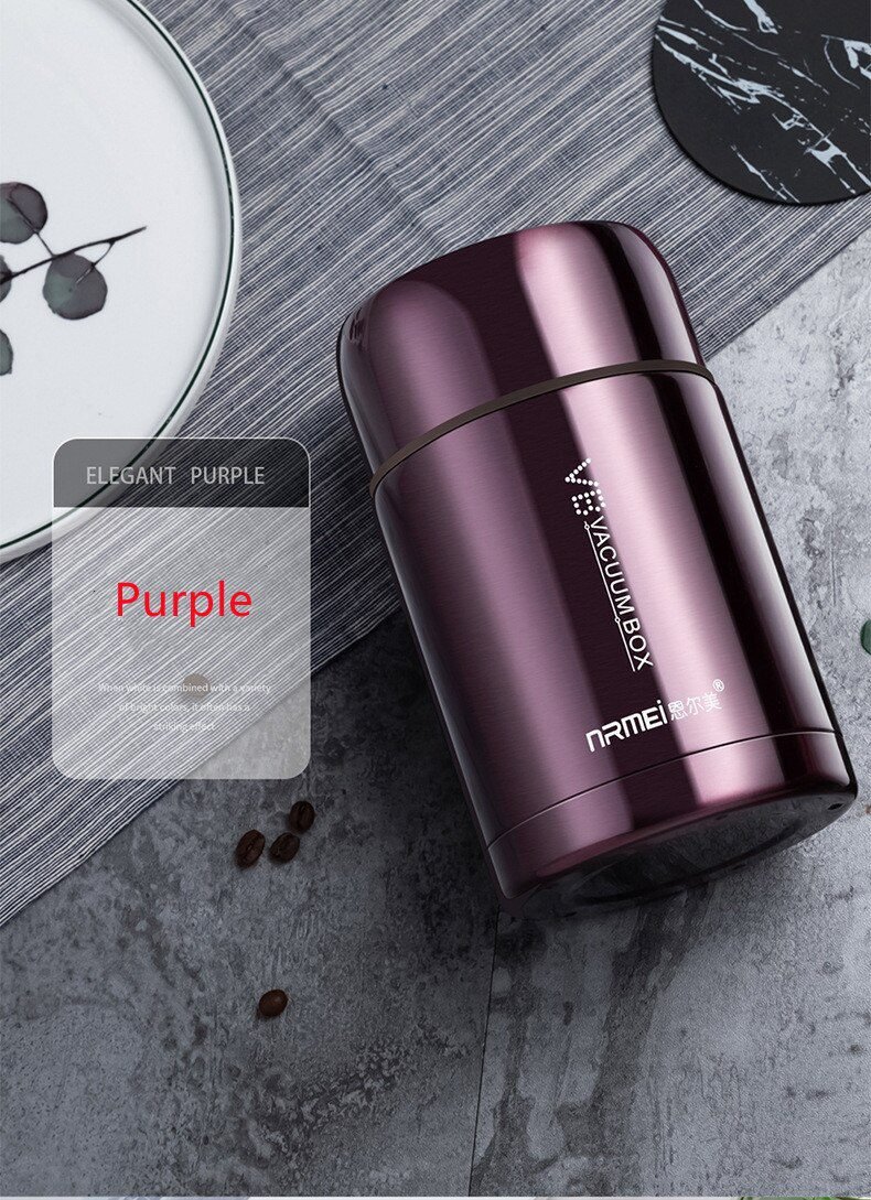 Food Thermal Jar Soup Gruel 316 Stainless Steel Vacuum Lunch Box Office Insulated Thermos Containers Spoon Bag 600/800/1000ML