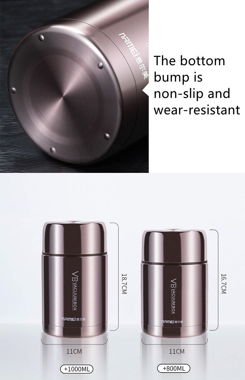 Food Thermal Jar Soup Gruel 316 Stainless Steel Vacuum Lunch Box Office Insulated Thermos Containers Spoon Bag 600/800/1000ML