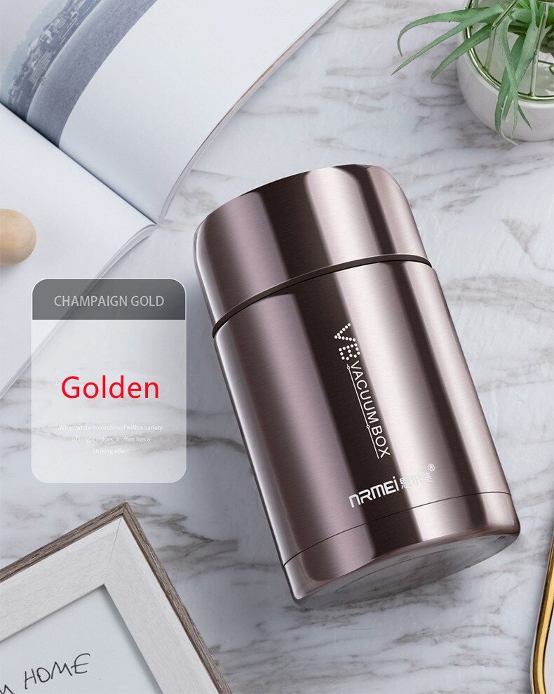 Food Thermal Jar Soup Gruel 316 Stainless Steel Vacuum Lunch Box Office Insulated Thermos Containers Spoon Bag 600/800/1000ML