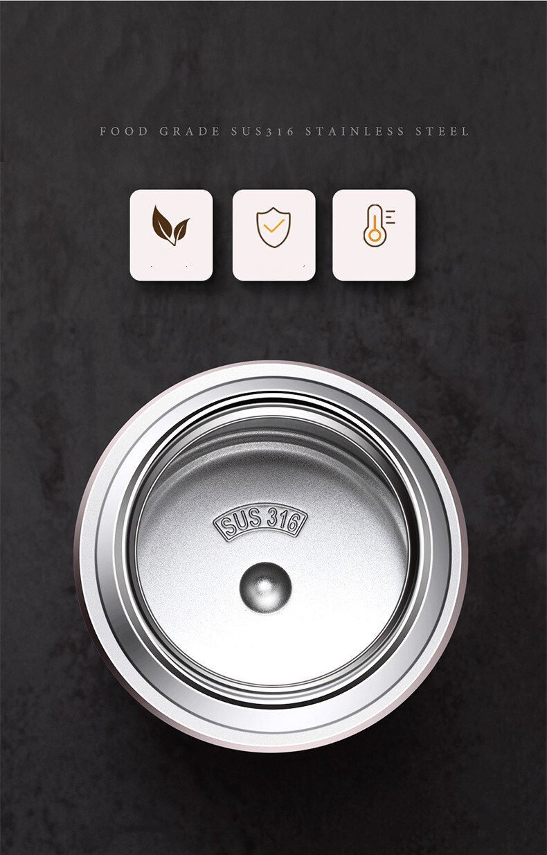 Food Thermal Jar Soup Gruel 316 Stainless Steel Vacuum Lunch Box Office Insulated Thermos Containers Spoon Bag 600/800/1000ML