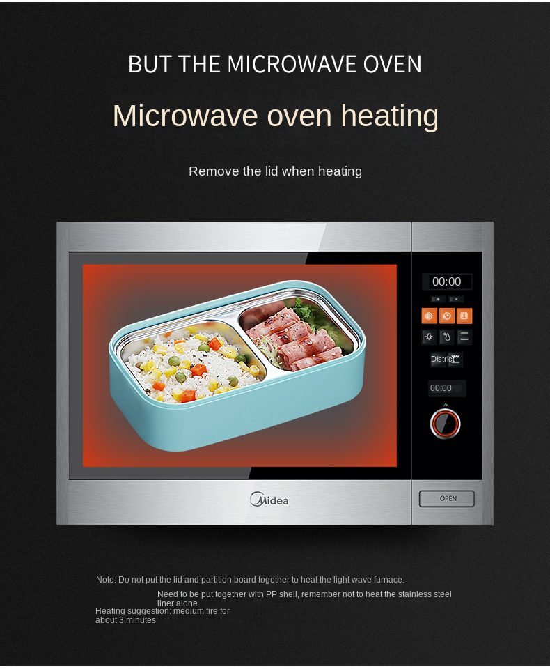 304 stainless steel lunch box for Adults Kids School Office 1/2 Layers Microwavable portable Grids bento Food Storage Containers