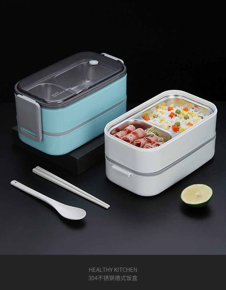 304 stainless steel lunch box for Adults Kids School Office 1/2 Layers Microwavable portable Grids bento Food Storage Containers