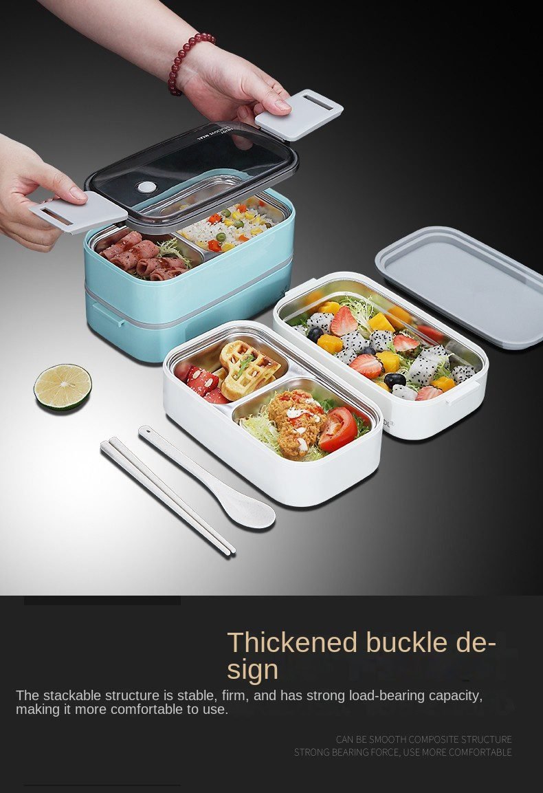 304 stainless steel lunch box for Adults Kids School Office 1/2 Layers Microwavable portable Grids bento Food Storage Containers