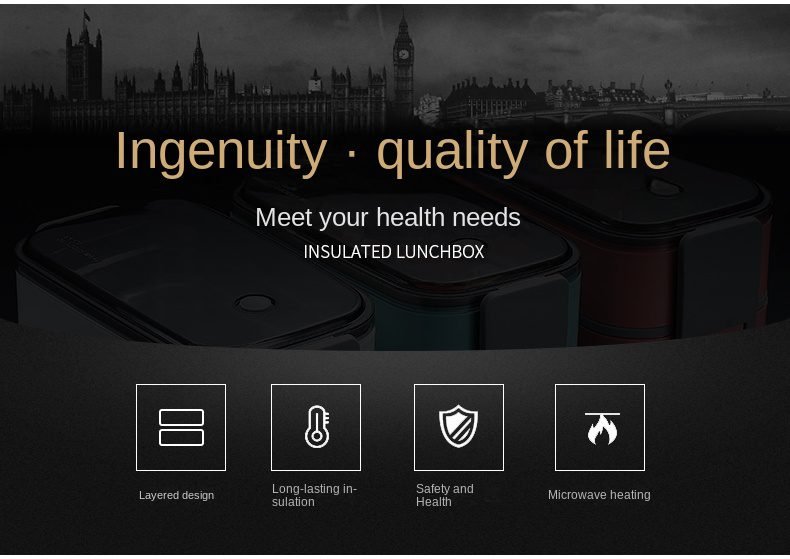 304 stainless steel lunch box for Adults Kids School Office 1/2 Layers Microwavable portable Grids bento Food Storage Containers